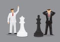 Businessmen Checkmate in Life Size Chess Game Cartoon Vector Illustration