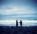 Businessmen Commitment Handshake Beach Relaxatiion Concept Royalty Free Stock Photo