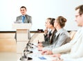 Businessmen communicate at the conference Royalty Free Stock Photo