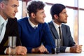 Businessmen communicate at the conference Royalty Free Stock Photo