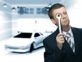 Businessmen confused to repair his car Royalty Free Stock Photo