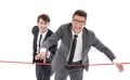 Businessmen cross the finish line Royalty Free Stock Photo