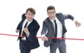 Businessmen cross the finish line Royalty Free Stock Photo