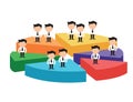 businessmen on difference pieces of pie chart.concept of disadvantage of business partnership Royalty Free Stock Photo