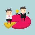 Businessmen on difference pieces of pie chart. market share concept. Royalty Free Stock Photo