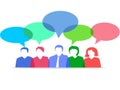 Businessmen discuss social network.news.social networks. chat.dialogue speech bubbles