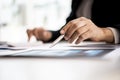 Businessmen are examining company financial information from documents prepared by the finance department Royalty Free Stock Photo