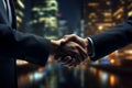 Businessmen finalize a successful meeting with handshakes, illustrating merger concepts Royalty Free Stock Photo