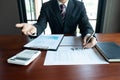 Businessmen, financial, work, accounting, investment advisors Consulting work Work in the office. Royalty Free Stock Photo