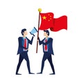 Businessmen with flag China and megaphone