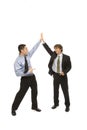 Businessmen give a high five