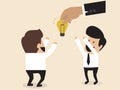 Businessmen is given an idea lightbulb