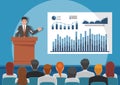 Businessmen giving speech or presenting charts on a whiteboard Royalty Free Stock Photo