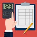 Businessmen hand calculating-Vector flat design