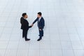 Businessmen Hand Shake Welcome Gesture Top Angle View, Two Business men Make Deal Handshake Sign Up Royalty Free Stock Photo