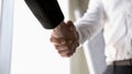 Businessmen handshake closing successful deal at briefing Royalty Free Stock Photo