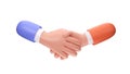 Businessmen handshake 3D rendering illustration