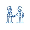Businessmen handshake,partnership line icon concept. Businessmen handshake,partnership flat vector symbol, sign, outline