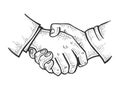 Businessmen handshake sketch engraving vector