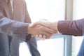 Businessmen handshake; success, dealing, greeting & business par Royalty Free Stock Photo