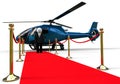 Businessmen with a helicopter on a red carpet