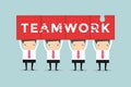 Businessmen hold and showing puzzle teamwork Royalty Free Stock Photo