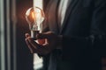 businessmen holding light bulb glowing idea concept Royalty Free Stock Photo