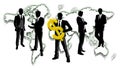 Businessmen Holding Money with World Map Background