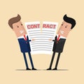 Businessmen holding a torn contract. Businessmen break contract. End deal. Vector illustration Royalty Free Stock Photo