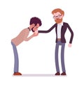 Businessmen kiss gesture