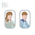 Businessmen looking out the airplane window flat vector. Royalty Free Stock Photo