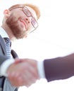 Businessmen making handshake - business etiquette, congratulatio Royalty Free Stock Photo