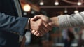 Businessmen making handshake with partner. Generative Ai