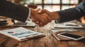 Businessmen making handshake with partner, greeting, dealing, merger and acquisition Royalty Free Stock Photo