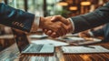 Businessmen making handshake with partner, greeting, dealing, merger and acquisition Royalty Free Stock Photo