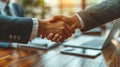 Businessmen making handshake with partner, greeting, dealing, merger and acquisition Royalty Free Stock Photo