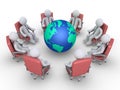 Businessmen in a meeting around earth Royalty Free Stock Photo
