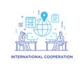 Businessmen negotiate online. international deal. Virtual communication smartphone. Cooperation interaction. Success