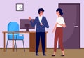 Businessmen office workers man and woman cartoon characters. Employees standing and talking together