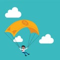 Businessmen parachuting with money Royalty Free Stock Photo