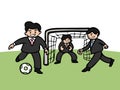 Businessmen playing football