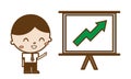 Businessmen pointing at a growth chart board