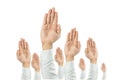 Businessmen raised their hands to win the celebration of the organization Royalty Free Stock Photo