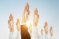 Businessmen raised their hands to win the celebration of the organization. Royalty Free Stock Photo