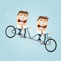 Businessmen riding a tandem bike