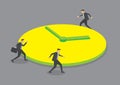 Businessmen Running Round the Clock Conceptual Vector