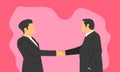 Businessmen`s handshake for confirmation of a partnered company. respect commitment and integrity in product order. vector