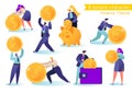 Flat, ÃÂartoon, vector Illustration collection. Different successful people characters making money. Royalty Free Stock Photo
