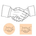 Businessmen shake hands silhouette vector illustration. Partners Royalty Free Stock Photo