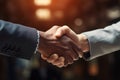 Men in suits make an agreement. Businessmen shaking hands with each other. Concept: conclusion of a deal, investment agreement. Royalty Free Stock Photo